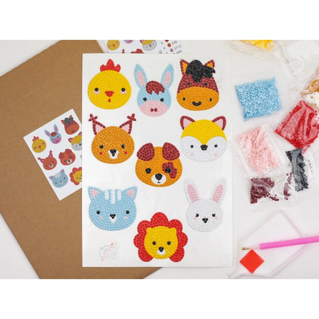 Diamond Painting Stickers - Animal Heads 01