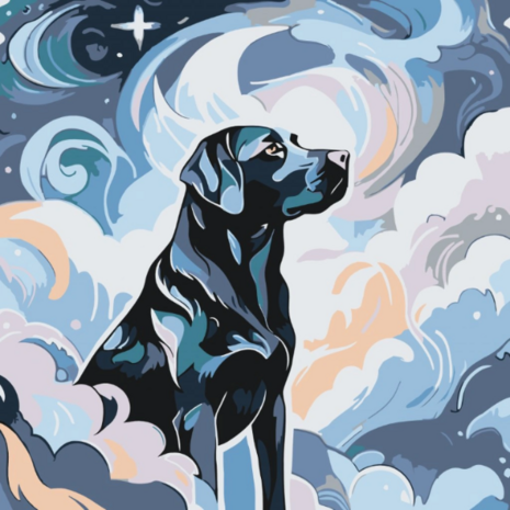 Peinture par num&eacute;ro Labrador Bleu