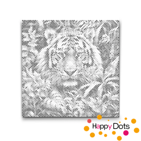 DOT Painting Tiger with Flowers