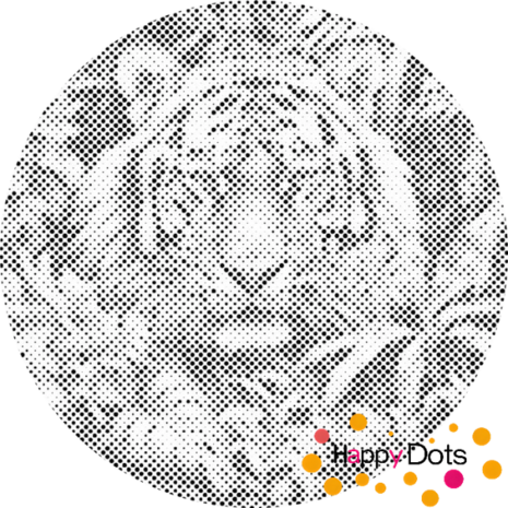 DOT Painting Tiger with Flowers