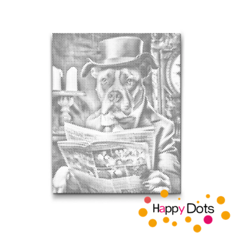 DOT Painting Dog with newspaper - Amstaff