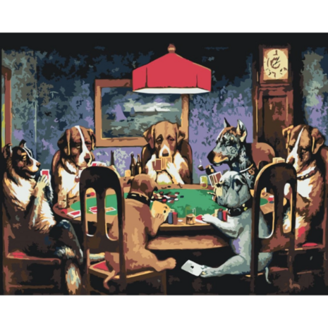 Peinture par numero Chiens jouant au poker