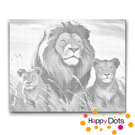 DOT Painting Lion with Cubs