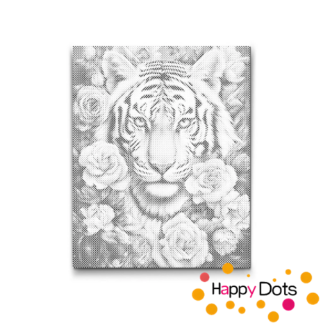 DOT Painting Tiger with Roses