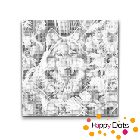 DOT Painting Wolf tussen bloemen