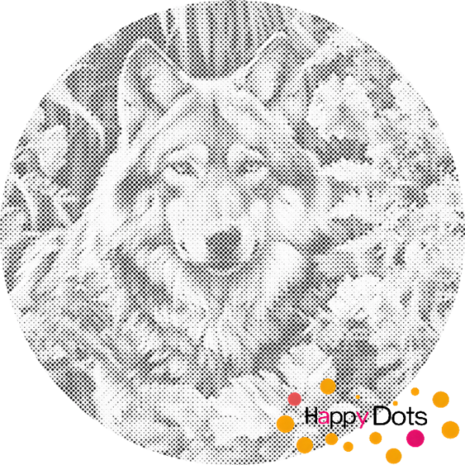 DOT Painting Loup parmi les fleurs