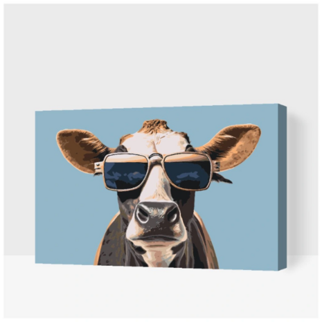 Peinture par num&eacute;ro Vache avec lunettes de soleil