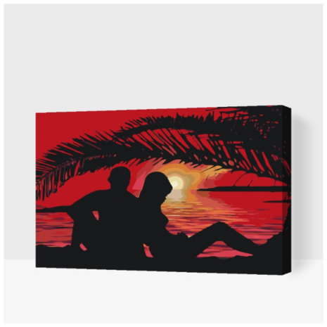 Peinture par num&eacute;ro Couple au coucher du soleil