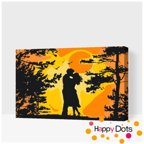 Painting by numbers Love couple at sunset