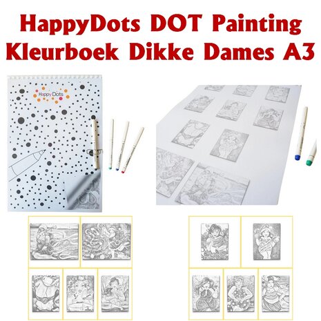 DOT Painting Coloring Book Large Chubby Ladies A3 (30x40cm)