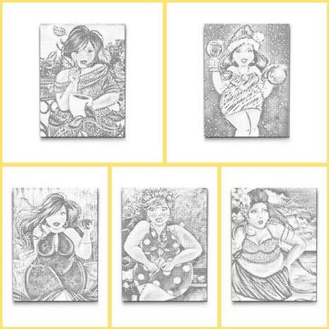 DOT Painting Coloring Book Large Chubby Ladies A3 (30x40cm)