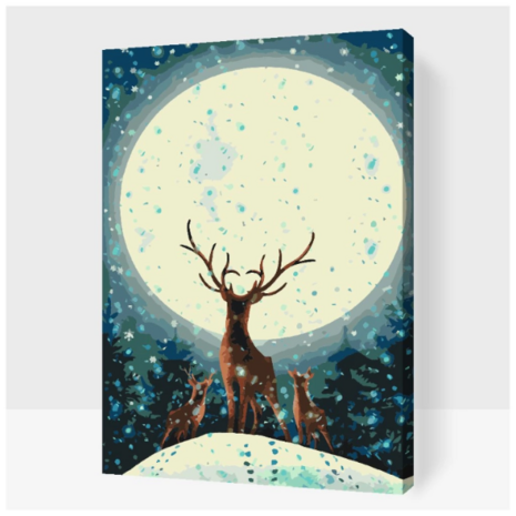 Painting by numbers Reindeer in the full moon