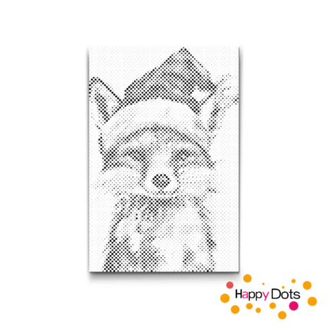 DOT Painting Renard avec Chapeau de No&euml;l