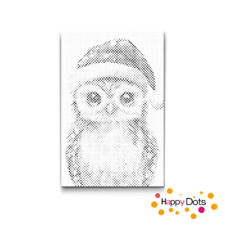 DOT Painting Owl with Christmas Hat