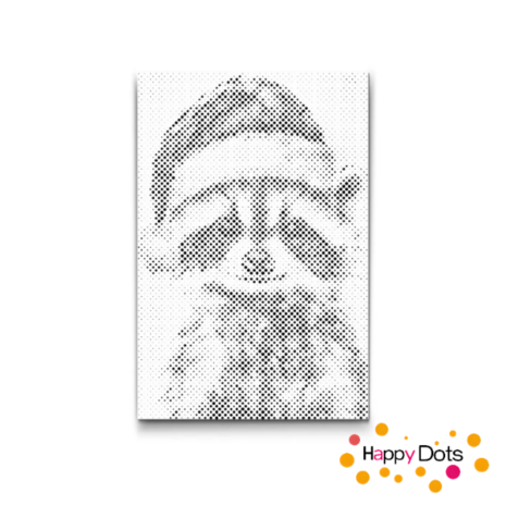 DOT Painting Raccoon with Christmas Hat