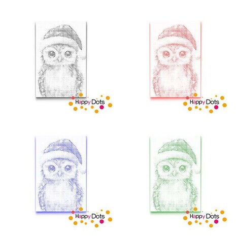 DOT Painting Owl with Christmas Hat