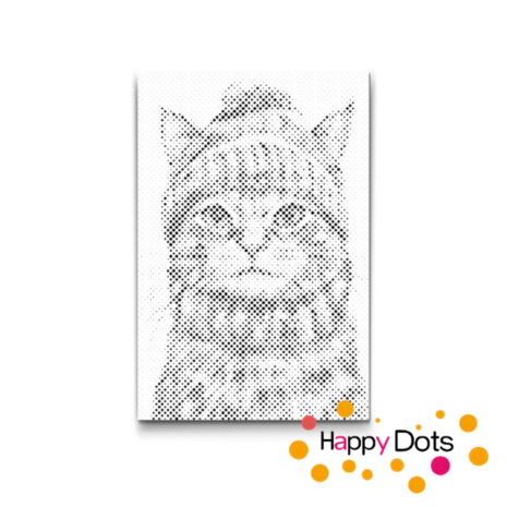 DOT Painting Christmas - Cat with hat