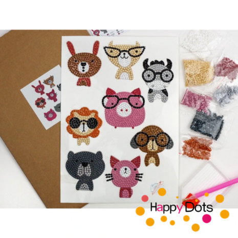 Diamond Painting Stickers - Animals with Glasses