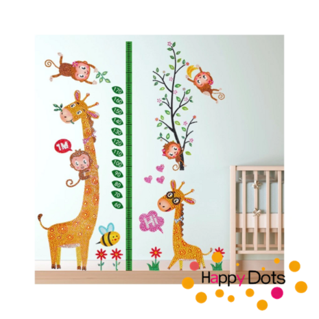 Diamond Painting Height Chart Wall Sticker - Giraffes and Monkeys