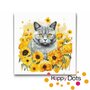 Diamond Painting Katze mit Sonnenblumen - Britisch Kurzhaar