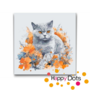 Peinture par numero Chat avec fleurs - British Shorthair