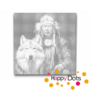 DOT Painting Indian with wolf 01