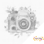 DOT Painting Camera met bloemen