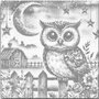 DOT Painting Owl with moon and stars