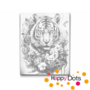 DOT Painting Tiger among flowers