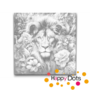 DOT Painting Lion among flowers