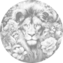 DOT Painting Lion among flowers