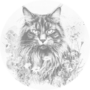 DOT Painting Cat with Flowers - Maine Coon 02