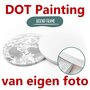 DOT Painting van eigen foto op ronde lijst gespannen