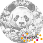 DOT Painting Panda zwischen Blumen