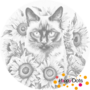 DOT Painting Cat with sunflowers - Siamese