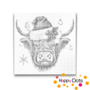 DOT Painting Highland Cattle with Christmas Hat