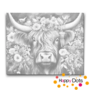 DOT Painting Vache des Highlands avec des fleurs